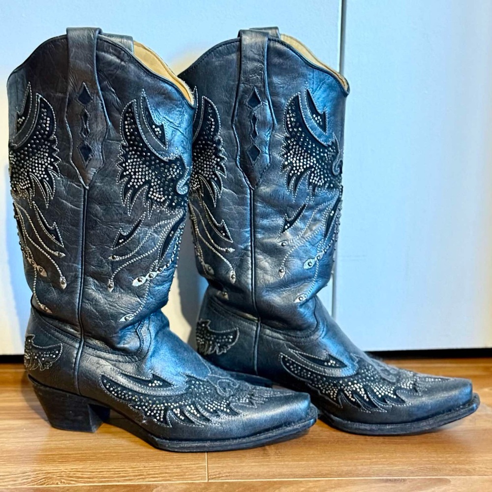 Black Leather Corral Boots Size 7